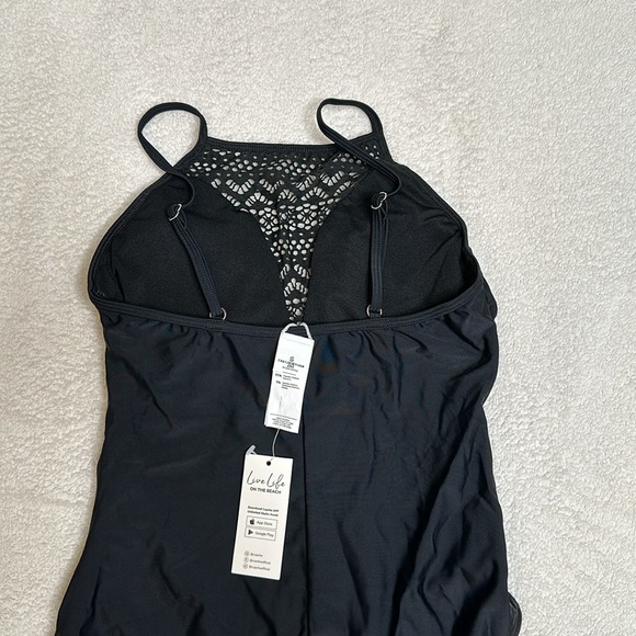 Women's Cupshe Crochet High Neck One Piece Swimsuit in black Sz Small - Picture 5 of 7